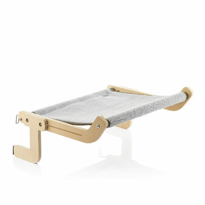 Hamac suspendu en bois et métal pour chat, tissu amovible et lavable