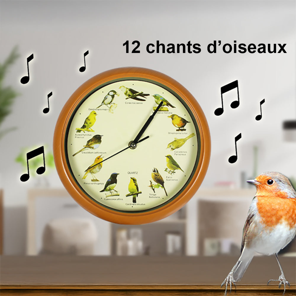 Horloge Naturelle avec 12 Chants d'Oiseaux