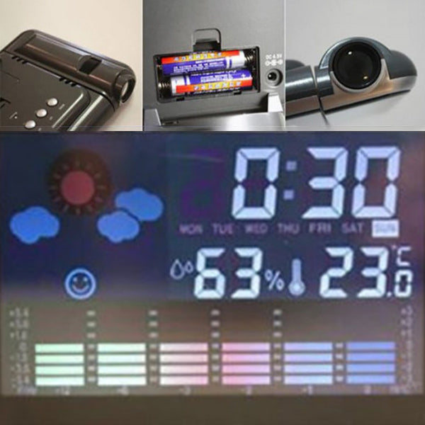 Horloge Station Météo Multifonction avec Projecteur Orientable 180°