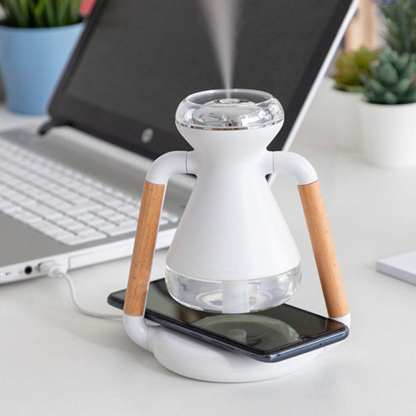 Humidificateur Diffuseur d'Arômes et Chargeur Sans Fil 3 en 1 Compact