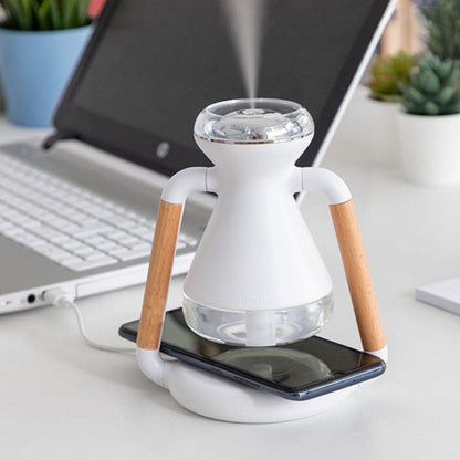 Humidificateur Diffuseur d'Arômes et Chargeur Sans Fil 3 en 1 Compact