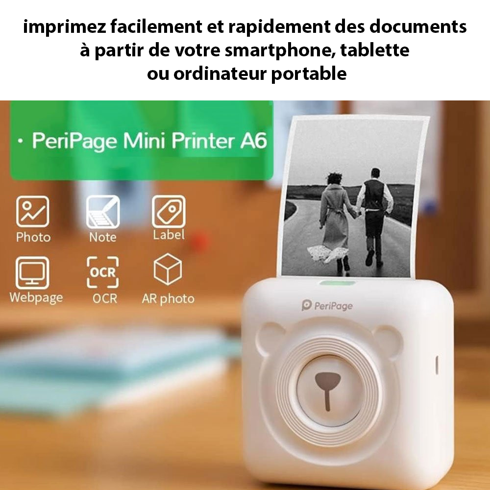 Mini Imprimante Sans Fil Thermique Bluetooth - Imprimez vos Souvenirs Instantanément !