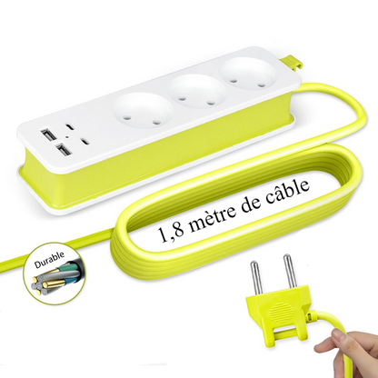Rallonge multiprise USB 1.8m - Efficacité et Organisation au Quotidien