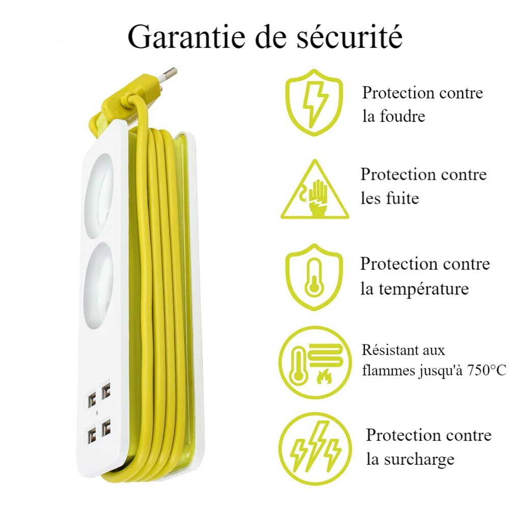 Rallonge multiprise USB 1.8m - Efficacité et Organisation au Quotidien