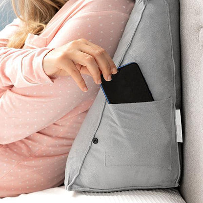 Coussin de Lecture Triangulaire Ergonomique avec Poche Latérale