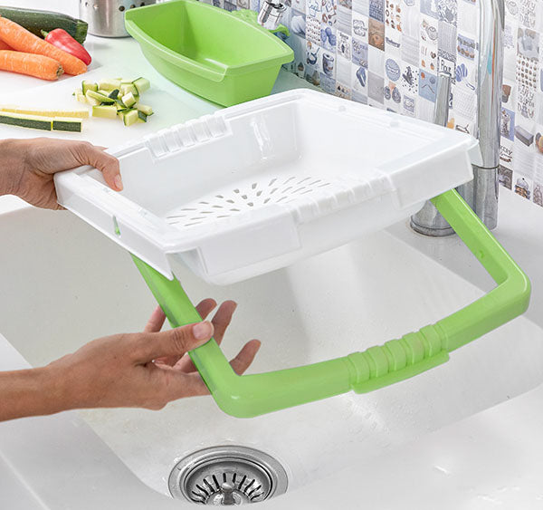 Planche à Découper 3-en-1 Pratique avec Récipient et Égouttoir