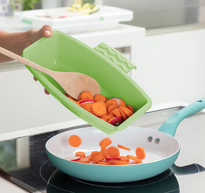 Planche à Découper 3-en-1 Pratique avec Récipient et Égouttoir