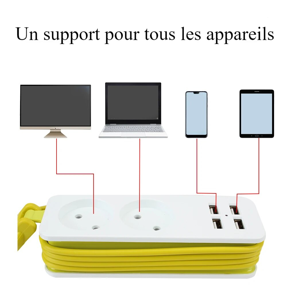 Rallonge multiprise USB 1.8m - Efficacité et Organisation au Quotidien