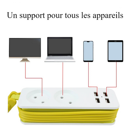 Rallonge multiprise USB 1.8m - Efficacité et Organisation au Quotidien