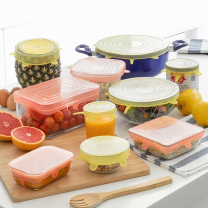 Ensemble de 10 couvercles de cuisine ajustables et réutilisables en silicone