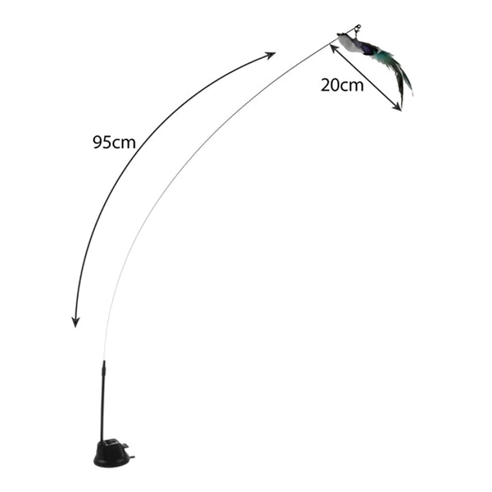 Jouet interactif pour chat : Canne à pêche avec oiseau à ventouse