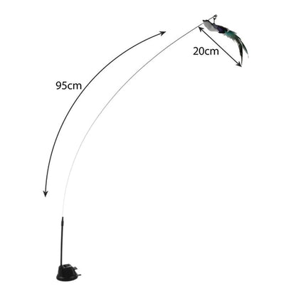 Jouet interactif pour chat : Canne à pêche avec oiseau à ventouse