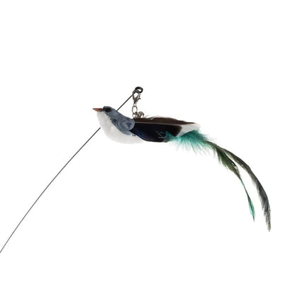 Jouet interactif pour chat : Canne à pêche avec oiseau à ventouse