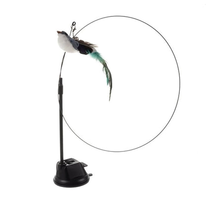 Jouet interactif pour chat : Canne à pêche avec oiseau à ventouse