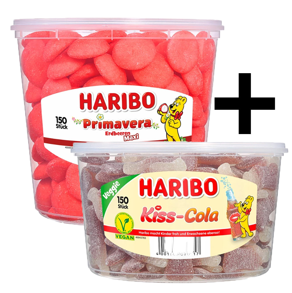 Lot Gourmand Haribo : 150 Fraises & 150 Kiss-Cola