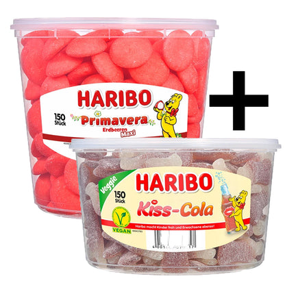 Lot Gourmand Haribo : 150 Fraises & 150 Kiss-Cola