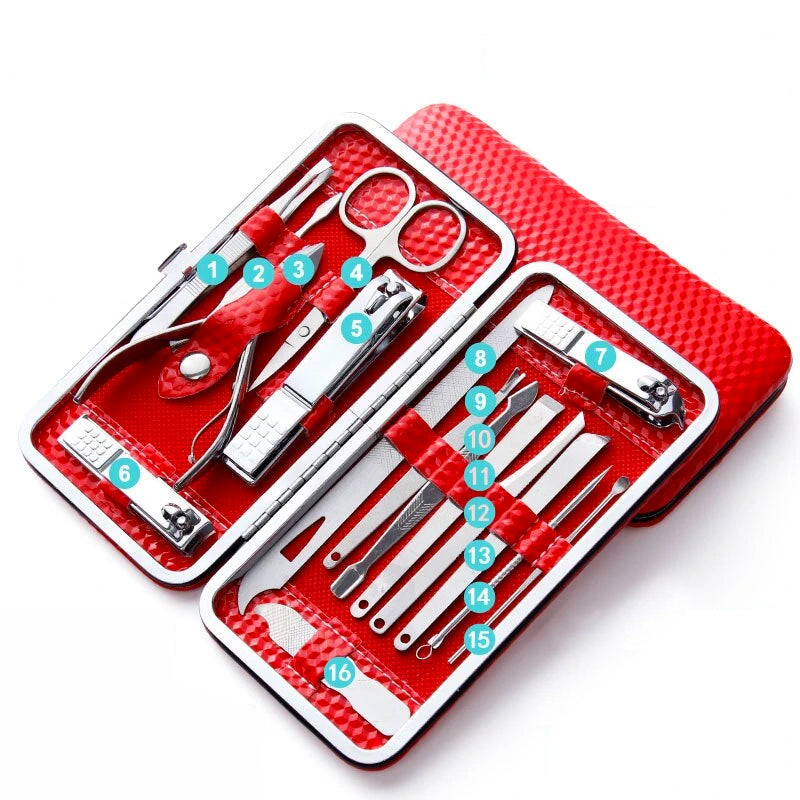 Ensemble de manucure professionnel 16 pièces en acier inoxydable avec livraison gratuite