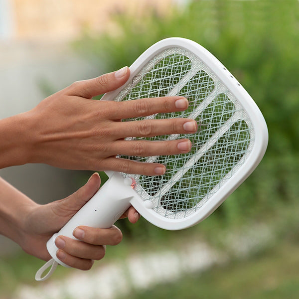 Raquette Lampe Anti-Moustiques 2 en 1 avec Capteur Lumineux