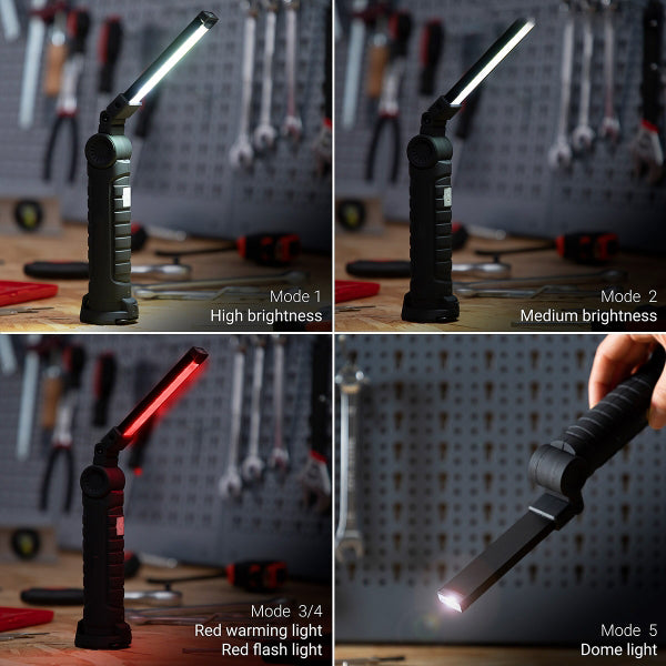 Lampe de Poche LED Rechargeable Magnétique avec 5 Socles Éclairants