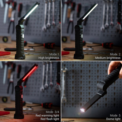 Lampe de Poche LED Rechargeable Magnétique avec 5 Socles Éclairants