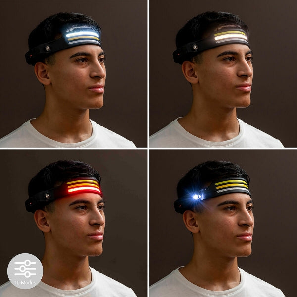 Lampe frontale LED rechargeable ultra lumineuse avec triple LED et réglage d'intensité