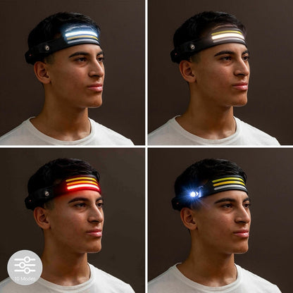 Lampe frontale LED rechargeable ultra lumineuse avec triple LED et réglage d'intensité