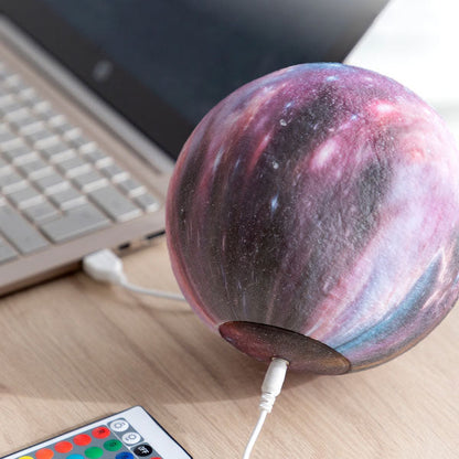 Lampe LED Galaxie 3D Rechargeable avec Support en Bois