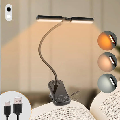 Lampe de lecture portable à double tête avec 14 LED rechargeable USB