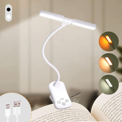 Lampe de lecture portable à double tête avec 14 LED rechargeable USB