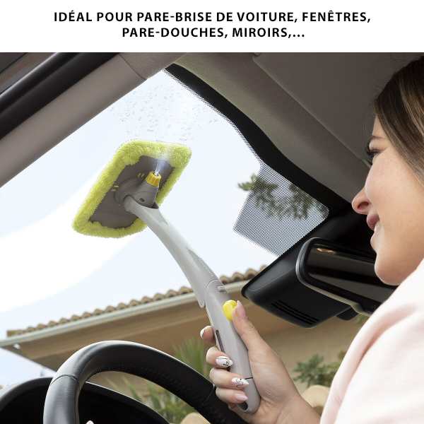 Lave-vitre pliable 2 en 1 avec spray et tête articulée