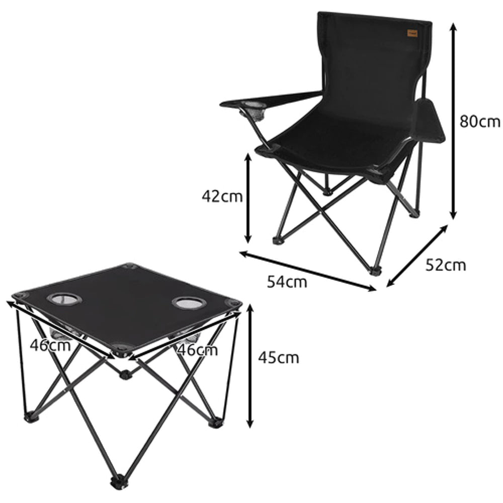 Ensemble de 2 chaises pliantes et 1 table pliante pour vos aventures en plein air