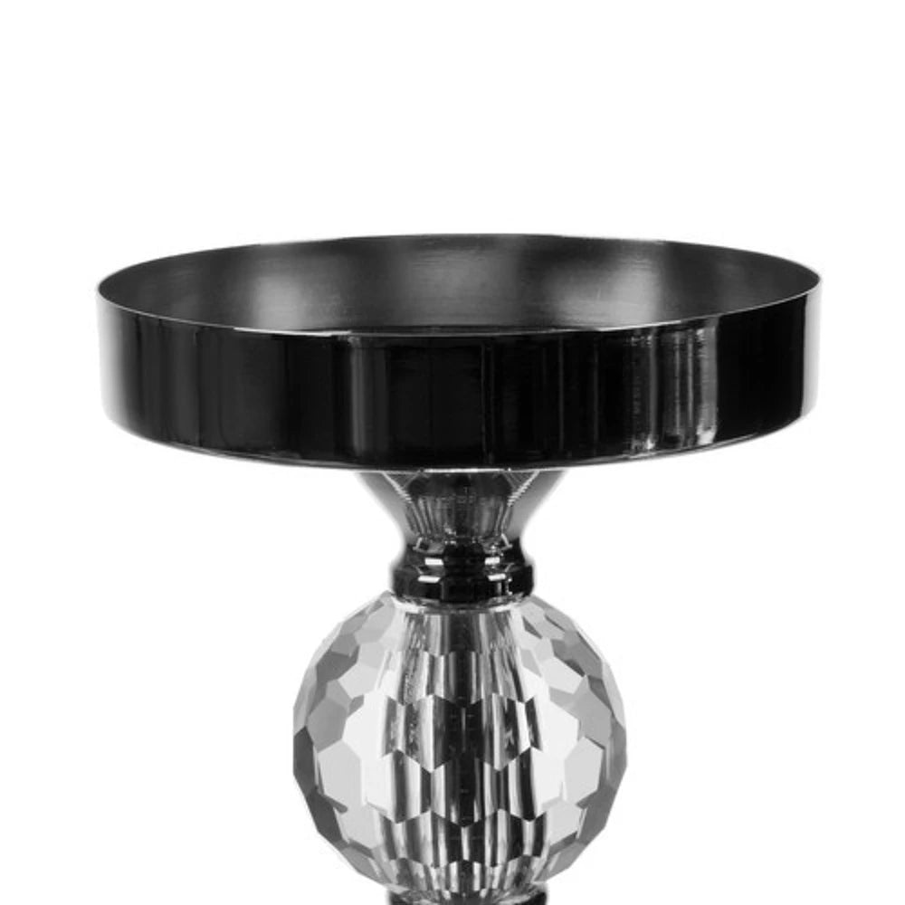 Ensemble de 3 bougeoirs-lanternes en métal argenté avec cristaux