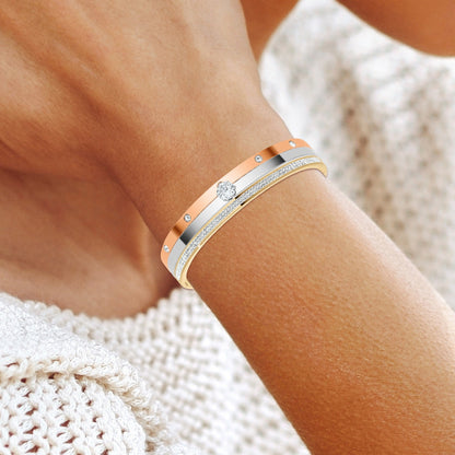 Lot de 3 Bracelets Laetitia en Acier Inoxydable avec Cristaux Scintillants