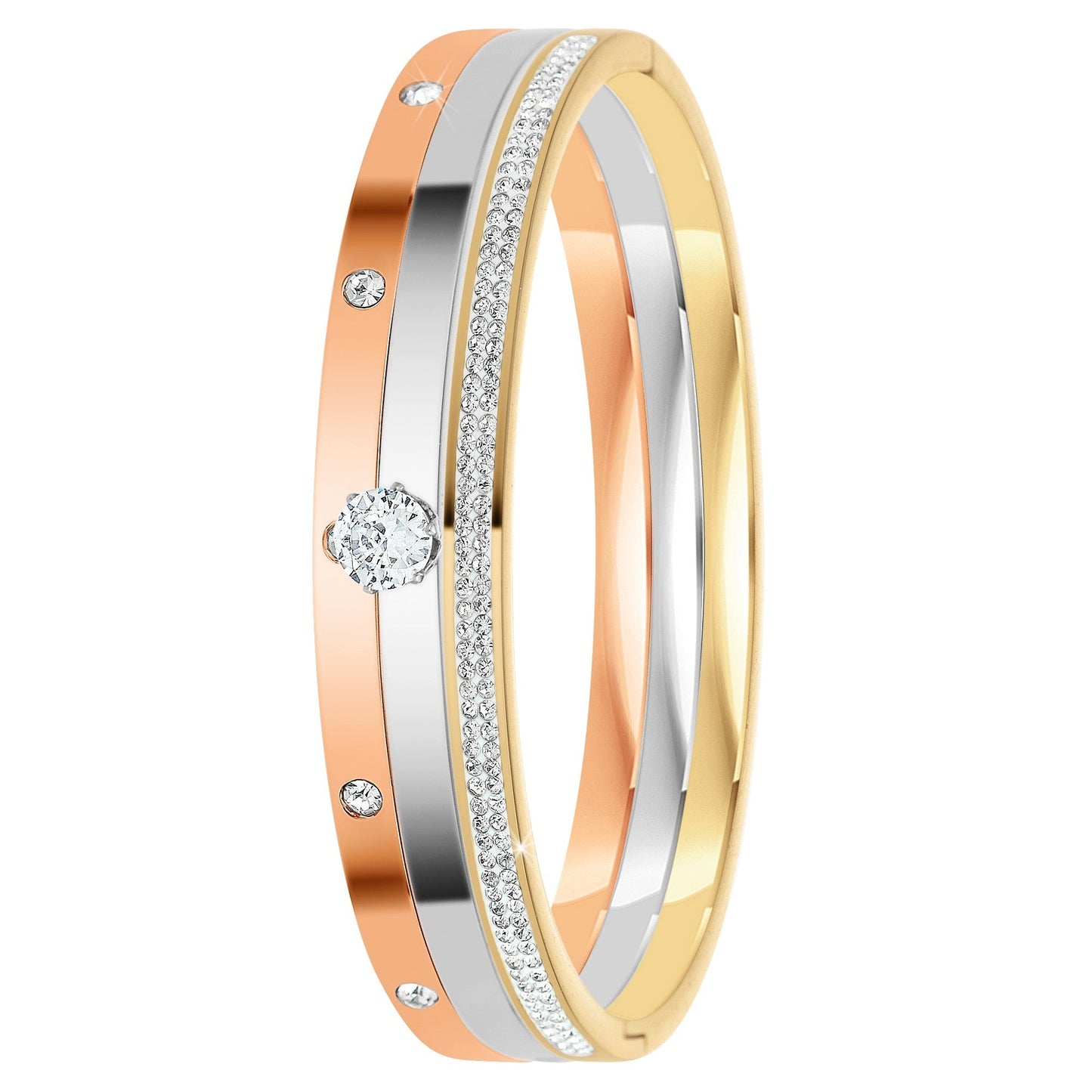 Lot de 3 Bracelets Laetitia en Acier Inoxydable avec Cristaux Scintillants