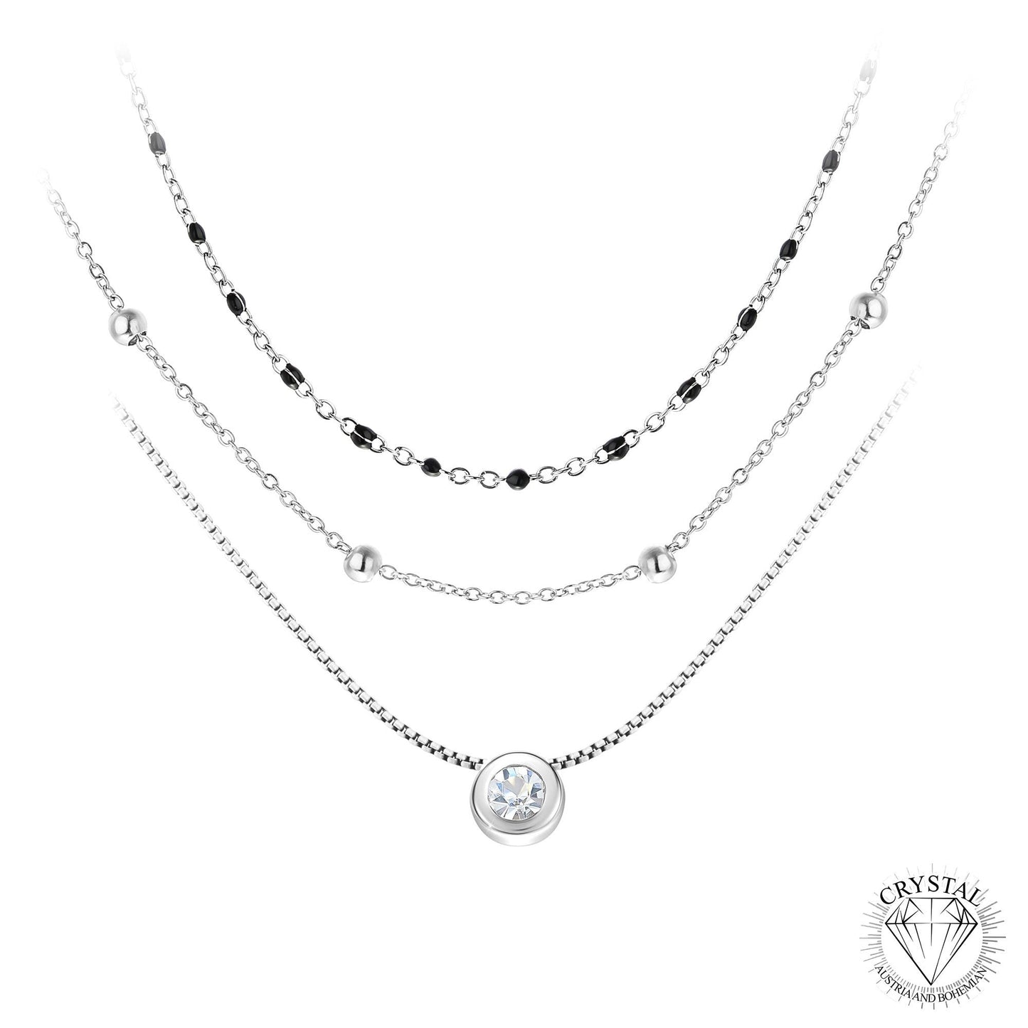 Lot de 3 colliers en acier inoxydable avec cristaux scintillants