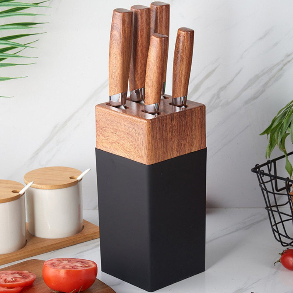 Set de 5 Couteaux de Cuisine en Acier Inoxydable avec Support Élégant