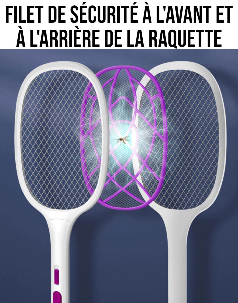 Raquette Anti-Moustiques Électrique avec Éclairage Intégré