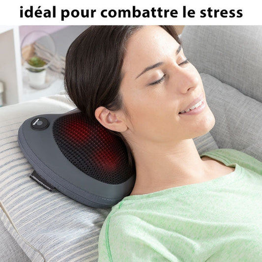 Coussin masseur shiatsu compact et moderne pour un bien-être instantané à la maison ou en déplacement