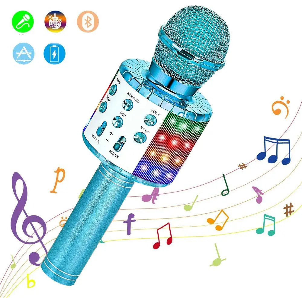 Microphone karaoké 4 en 1 avec effets vocaux et LED multicolores