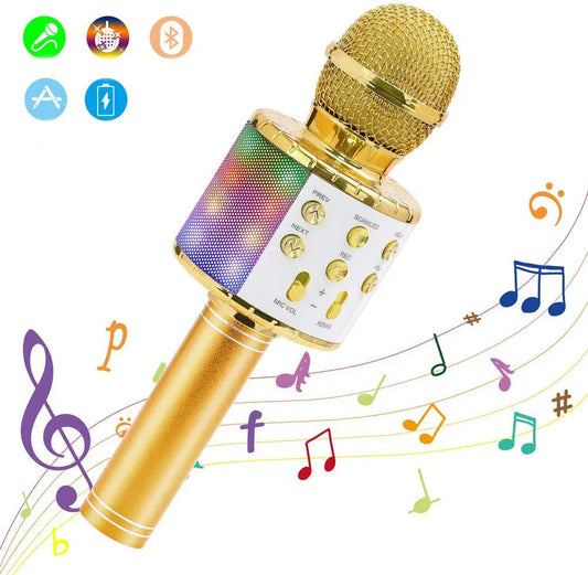 Microphone karaoké 4 en 1 avec effets vocaux et LED multicolores