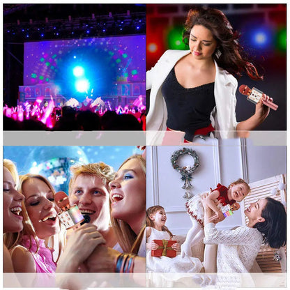 Microphone karaoké 4 en 1 avec effets vocaux et LED multicolores