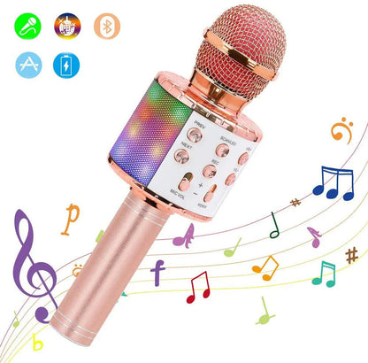 Microphone karaoké 4 en 1 avec effets vocaux et LED multicolores