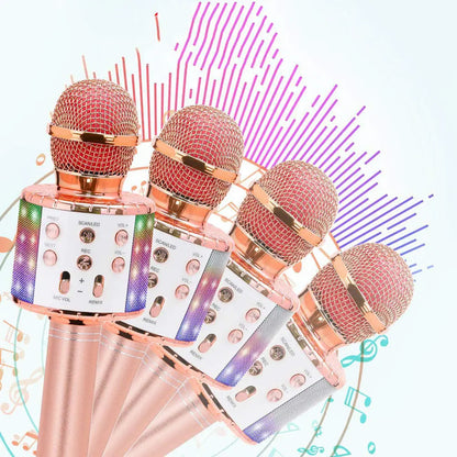 Microphone karaoké 4 en 1 avec effets vocaux et LED multicolores