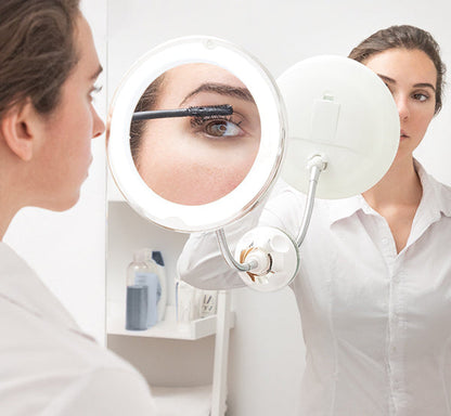 Miroir Grossissant LED avec Bras Flexible et Ventouse