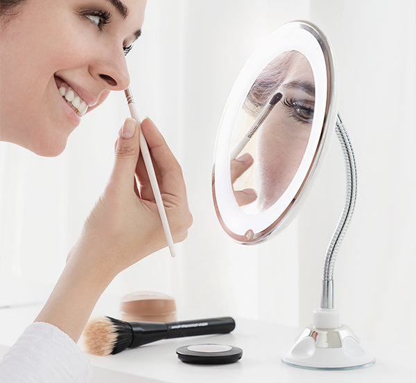 Miroir Grossissant LED avec Bras Flexible et Ventouse