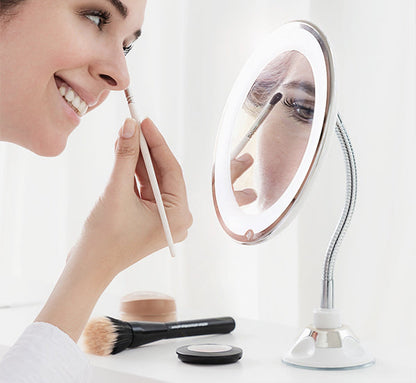 Miroir Grossissant LED avec Bras Flexible et Ventouse