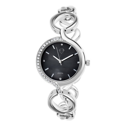 Montre Maeva Élégante en Laiton Argenté et Cristaux Autrichiens