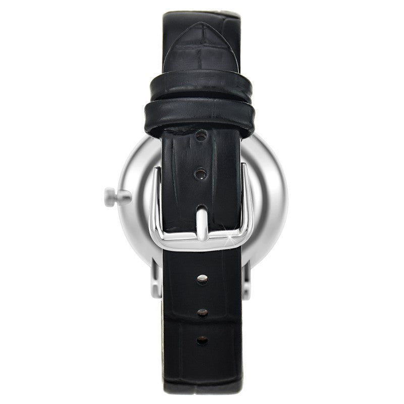 Montre Bianca Élégante en Cuir Noir et 58 Cristaux Autrichiens