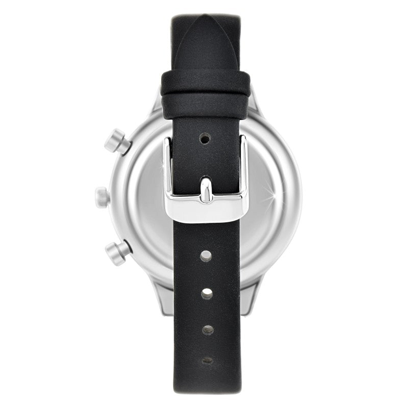 Montre Joyce Élégante en Cuir Noir avec Cristaux Autrichiens