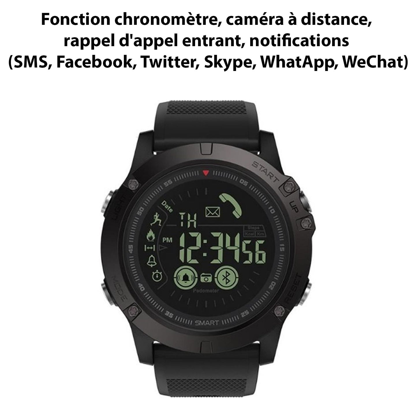 Montre connectée tactique militaire Bluetooth multi-fonctions 25 en 1 - Compatible iOS et Android